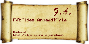Földes Annamária névjegykártya